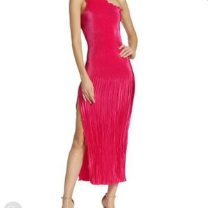 Pink One-Shoulder Pleated Cocktail Dress